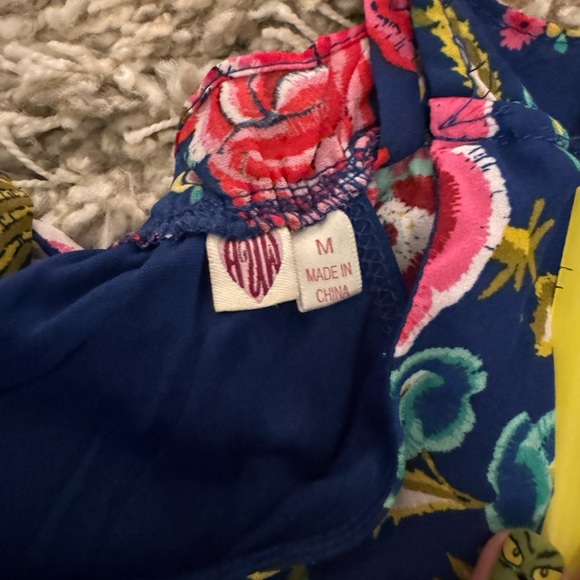 Spaghetti Strap Royal Blue Floral Romper - Picture 6 of 6